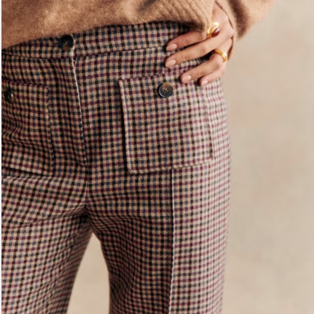 🍂RARE Sezane Dan Plaid High-Waisted Pants